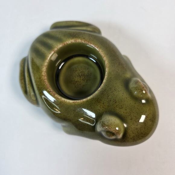 Partylite Frog Votive Candle Holder Green Ceramic Tea Light Retired - Picture 3 of 8